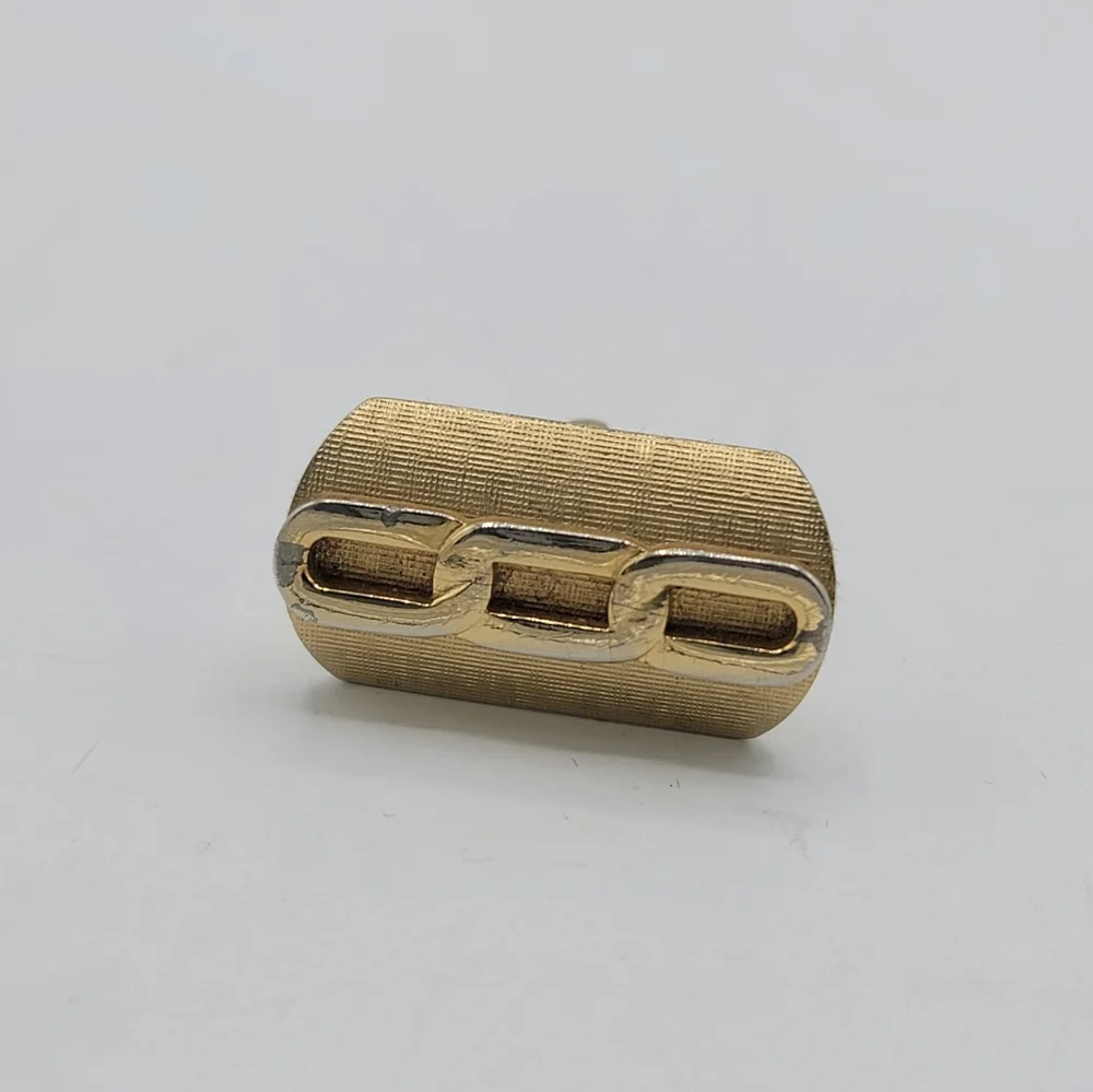 Swank Cufflinks Gold Tone with Silver Chain Link Accent Mid-Century Vintage
